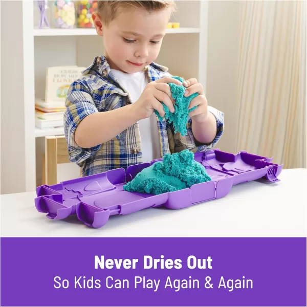 Kinetic Sand Castle Case with 1lb Teal Play Sand Multipurpose Play Space and Storage Container Sensory Toys for Kids Ages 3 and upTeal