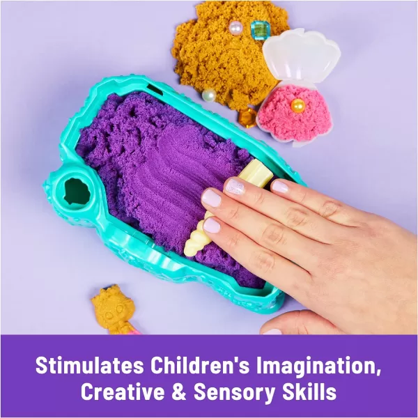 Kinetic Sand Mermaid Crystal Playset Over 1lb of Play Sand Gold Shimmer Sand Storage and Tools Sensory Toys for Kids Ages 3 and upMermaid Crystal Playset