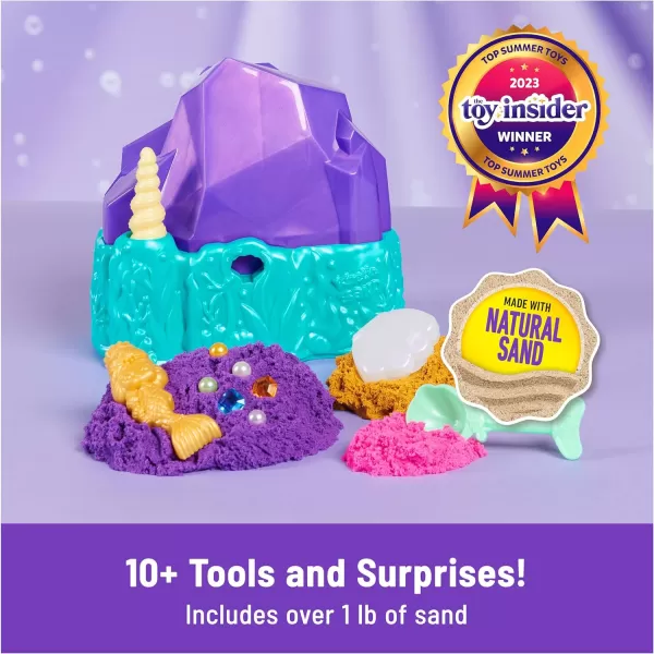Kinetic Sand Mermaid Crystal Playset Over 1lb of Play Sand Gold Shimmer Sand Storage and Tools Sensory Toys for Kids Ages 3 and upMermaid Crystal Playset