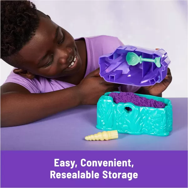 Kinetic Sand Mermaid Crystal Playset Over 1lb of Play Sand Gold Shimmer Sand Storage and Tools Sensory Toys for Kids Ages 3 and upMermaid Crystal Playset