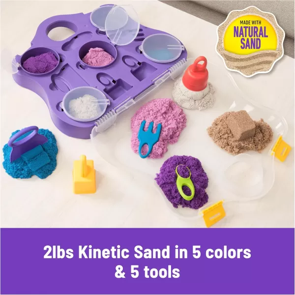 Kinetic Sand Mermaid Palace Playset Over 2lbs of Shimmer Play Sand Neon Purple Shimmer Teal and Beach Sand Reusable Folding Sandbox and Tools Sensory Toys for Kids Ages 3 and upVariety Case