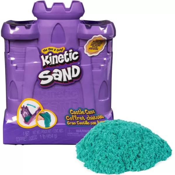 Kinetic Sand Castle Case with 1lb Teal Play Sand Multipurpose Play Space and Storage Container Sensory Toys for Kids Ages 3 and upTeal