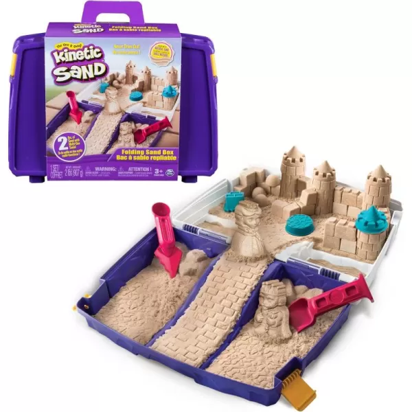 Kinetic Sand Mermaid Palace Playset Over 2lbs of Shimmer Play Sand Neon Purple Shimmer Teal and Beach Sand Reusable Folding Sandbox and Tools Sensory Toys for Kids Ages 3 and upFolding Sand Box
