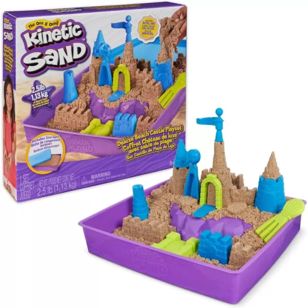 Kinetic Sand The Original Moldable Play Sand 325lbs Beach Sand Sensory Toys for Kids Ages 3 and up Amazon ExclusiveDeluxe Beach Castle Playset