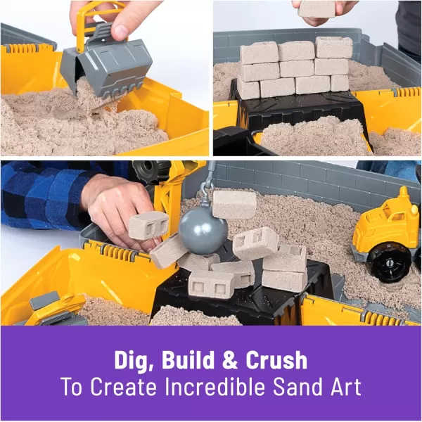 Kinetic Sand Construction Site Folding Sandbox with Toy Truck 2lbs Play Sand Sensory Toys for Kids Back to School Classroom Must Haves Ages 3Construction Site