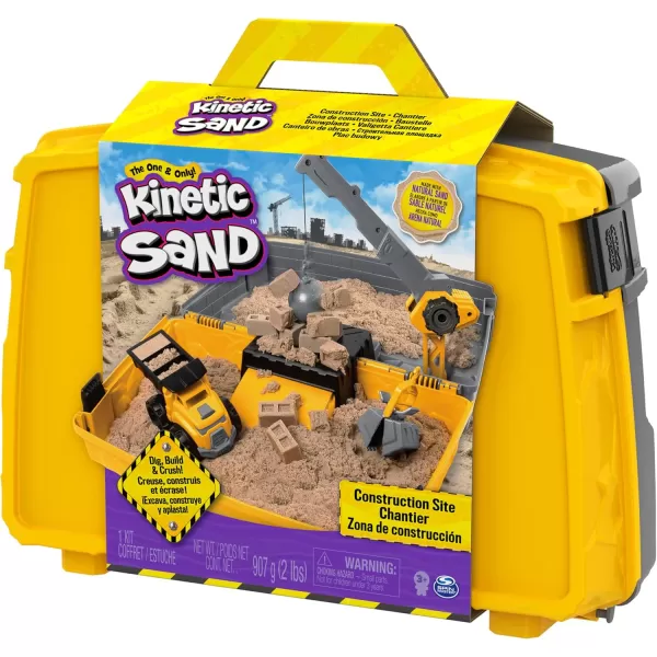 Kinetic Sand Construction Site Folding Sandbox with Toy Truck 2lbs Play Sand Sensory Toys for Kids Back to School Classroom Must Haves Ages 3Construction Site