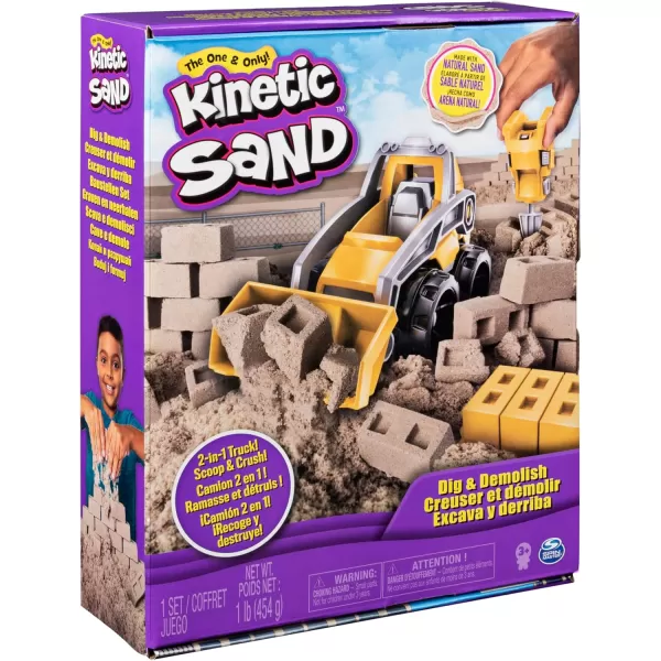 Kinetic Sand Construction Site Folding Sandbox with Toy Truck 2lbs Play Sand Sensory Toys for Kids Back to School Classroom Must Haves Ages 3Dig  Demolish