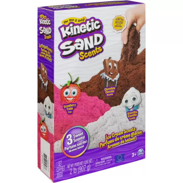 Kinetic Sand Ice Cream Scents 3Pack 2lbs of Strawberry Chocolate and Vanilla Scented Play Sand Toys for Kids Ages 3Ice Cream Scents 3Pack