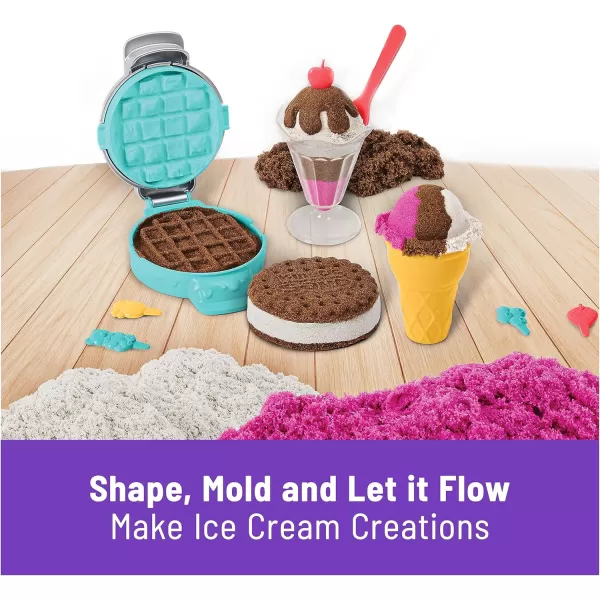 Kinetic Sand Ice Cream Scents 3Pack 2lbs of Strawberry Chocolate and Vanilla Scented Play Sand Toys for Kids Ages 3Ice Cream Treats Playset