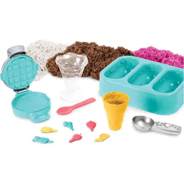 Kinetic Sand Ice Cream Scents 3Pack 2lbs of Strawberry Chocolate and Vanilla Scented Play Sand Toys for Kids Ages 3Ice Cream Treats Playset