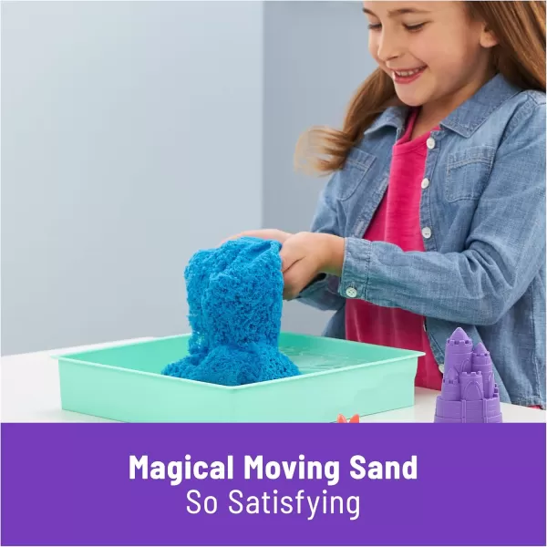 Kinetic Sand Sandbox Set 1lb Blue Play Sand Sandbox Storage 4 Molds and Tools Sensory Toys for Kids Ages 3Blue