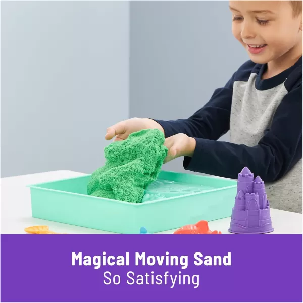 Kinetic Sand Sandbox Set 1lb Blue Play Sand Sandbox Storage 4 Molds and Tools Sensory Toys for Kids Ages 3Green