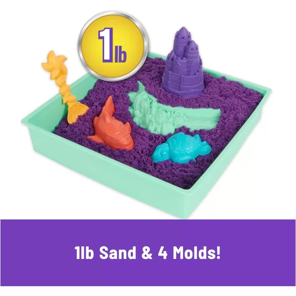Kinetic Sand Sandbox Set 1lb Blue Play Sand Sandbox Storage 4 Molds and Tools Sensory Toys for Kids Ages 3Purple