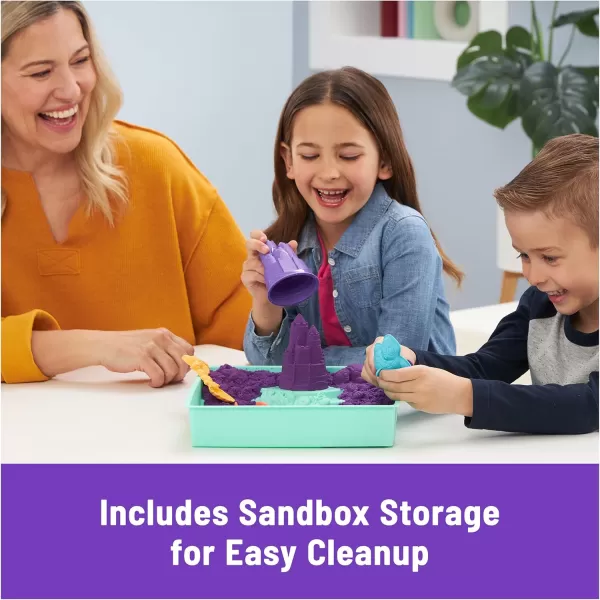 Kinetic Sand Sandbox Set 1lb Blue Play Sand Sandbox Storage 4 Molds and Tools Sensory Toys for Kids Ages 3Purple