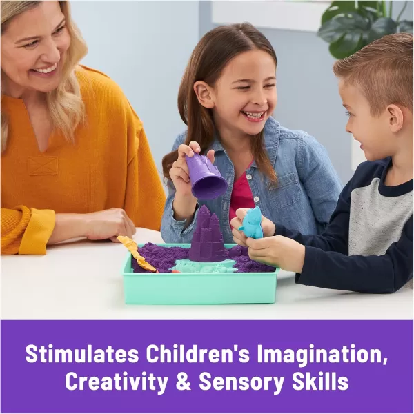 Kinetic Sand Sandbox Set 1lb Blue Play Sand Sandbox Storage 4 Molds and Tools Sensory Toys for Kids Ages 3Purple