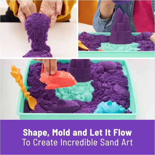 Kinetic Sand Sandbox Set 1lb Blue Play Sand Sandbox Storage 4 Molds and Tools Sensory Toys for Kids Ages 3Purple