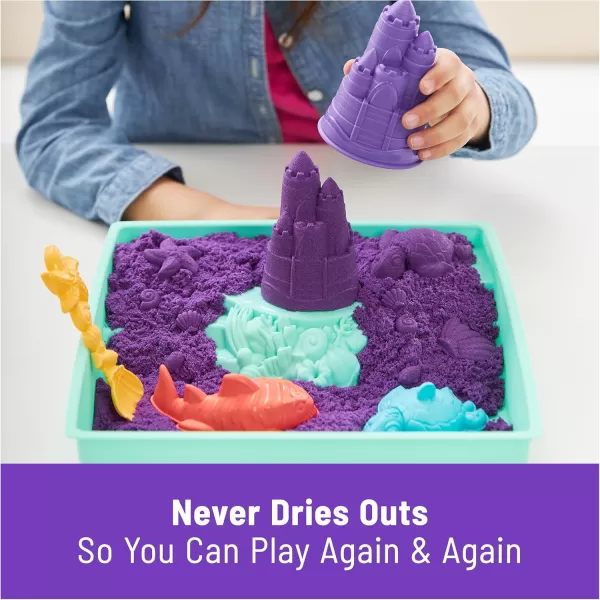 Kinetic Sand Sandbox Set 1lb Blue Play Sand Sandbox Storage 4 Molds and Tools Sensory Toys for Kids Ages 3Purple