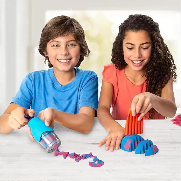 Kinetic Sand SquishMotion Playset with 1lb Pink Yellow Blue Play Sand Stamper ampamp 5 Tools Reusable Storage Case Sensory Toys for Kids Ages 5Sandisfying Set