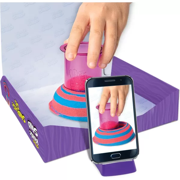 Kinetic Sand SquishMotion Playset with 1lb Pink Yellow Blue Play Sand Stamper ampamp 5 Tools Reusable Storage Case Sensory Toys for Kids Ages 5Sandisfying Set
