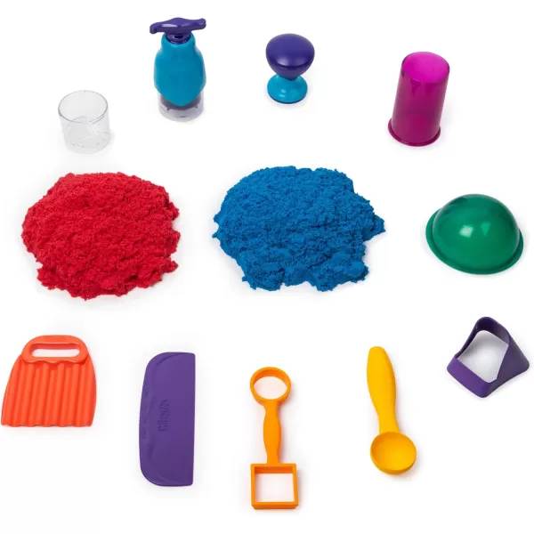 Kinetic Sand SquishMotion Playset with 1lb Pink Yellow Blue Play Sand Stamper ampamp 5 Tools Reusable Storage Case Sensory Toys for Kids Ages 5Sandisfying Set