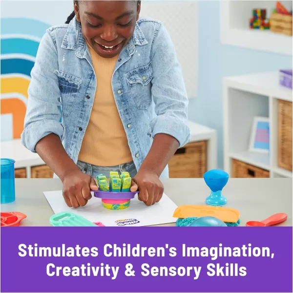 Kinetic Sand SquishMotion Playset with 1lb Pink Yellow Blue Play Sand Stamper ampamp 5 Tools Reusable Storage Case Sensory Toys for Kids Ages 5Super Sandisfying Set New