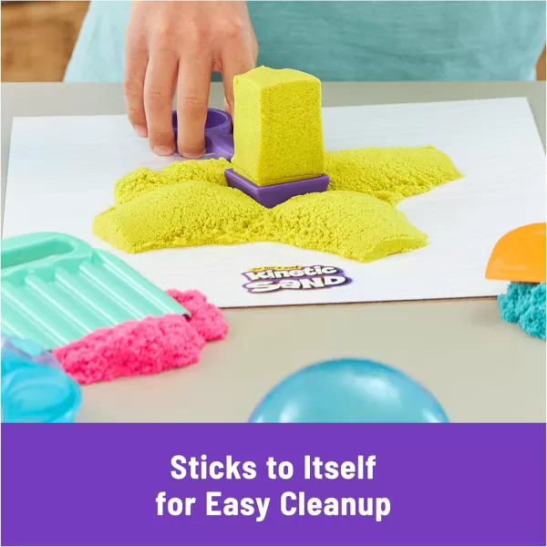 Kinetic Sand SquishMotion Playset with 1lb Pink Yellow Blue Play Sand Stamper ampamp 5 Tools Reusable Storage Case Sensory Toys for Kids Ages 5Super Sandisfying Set New