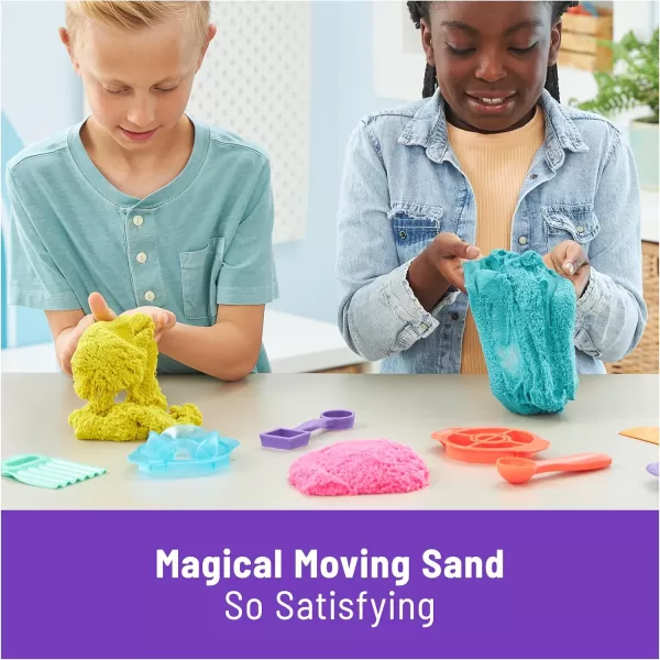 Kinetic Sand SquishMotion Playset with 1lb Pink Yellow Blue Play Sand Stamper ampamp 5 Tools Reusable Storage Case Sensory Toys for Kids Ages 5Super Sandisfying Set New