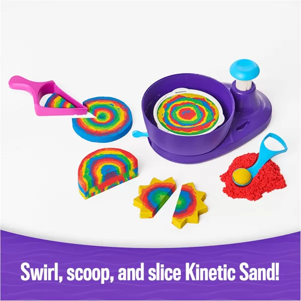 Kinetic Sand Swirl N Surprise Playset with 2lbs of Play Sand Including Red Blue Green Yellow and 4 Tools Sensory Toys for Kids Ages 3 and up