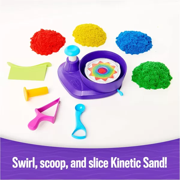 Kinetic Sand Swirl N Surprise Playset with 2lbs of Play Sand Including Red Blue Green Yellow and 4 Tools Sensory Toys for Kids Ages 3 and up