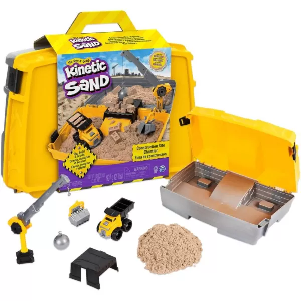 Kinetic Sand Construction Site Folding Sandbox with Toy Truck 2lbs Play Sand Sensory Toys for Kids Back to School Classroom Must Haves Ages 3Construction Site
