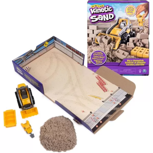 Kinetic Sand Construction Site Folding Sandbox with Toy Truck 2lbs Play Sand Sensory Toys for Kids Back to School Classroom Must Haves Ages 3Dig  Demolish