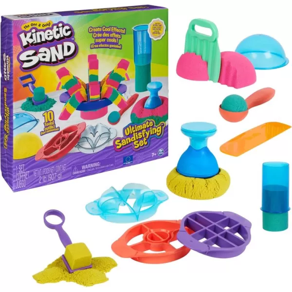 Kinetic Sand SquishMotion Playset with 1lb Pink Yellow Blue Play Sand Stamper ampamp 5 Tools Reusable Storage Case Sensory Toys for Kids Ages 5Super Sandisfying Set New