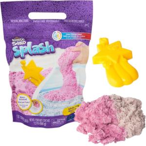 imageKinetic Sand Splash Water Play Sandbox with 12oz ColorChange Play Sand 4 Molds ampamp Tray Amazon Exclusive Toddler Toys Kids Toys for Girls ampamp BoysWhitePink