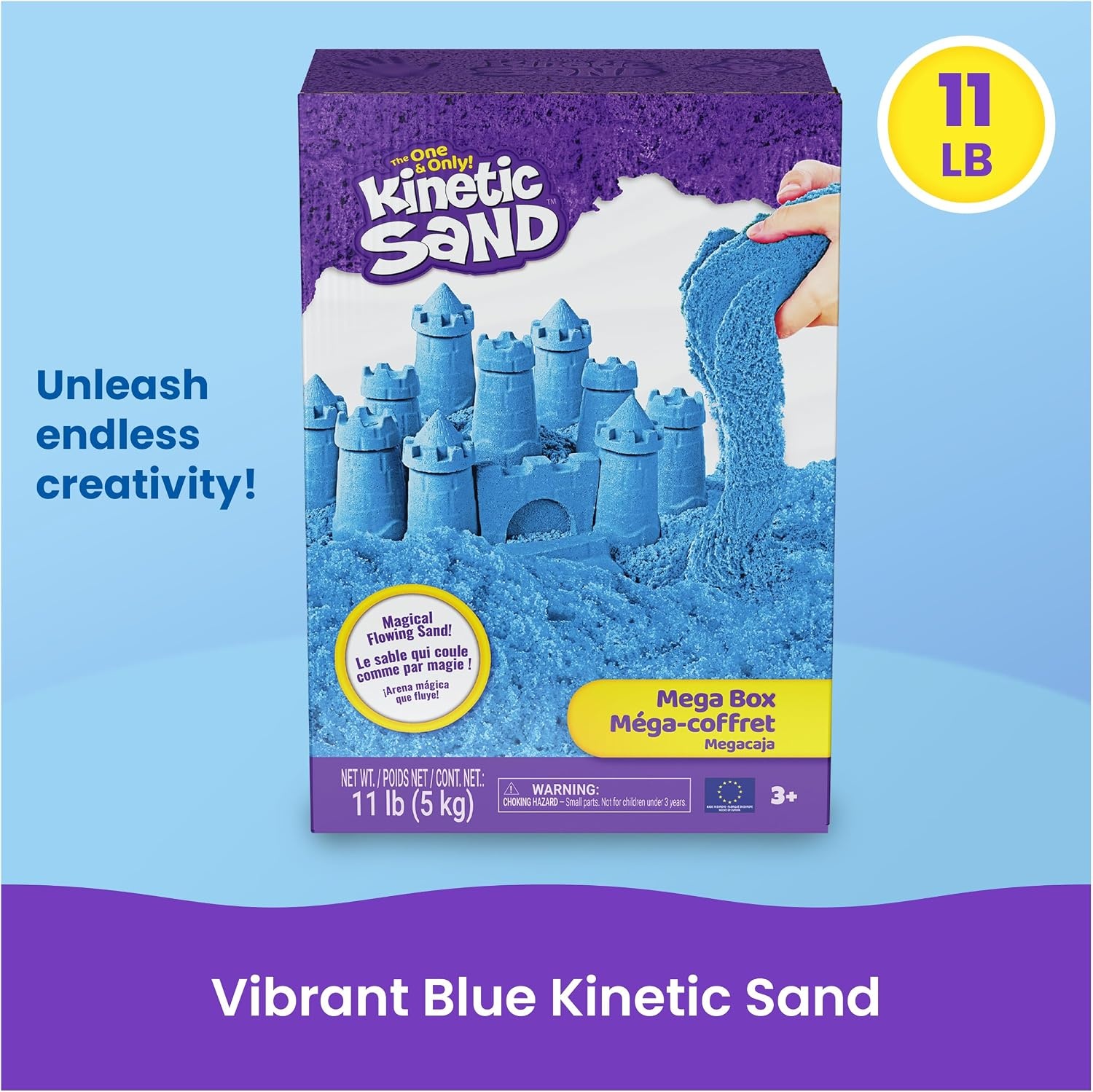 image:imageKinetic Sand 11lb Blue Mega Box Moldable Play Sand Sensory Toys Ages 3  Colorful Bulk Sand for Playsets Sensory Bins amp Classrooms Shape and Mold for OpenEnded Play Birthday Gifts for KidsBlue 11lb