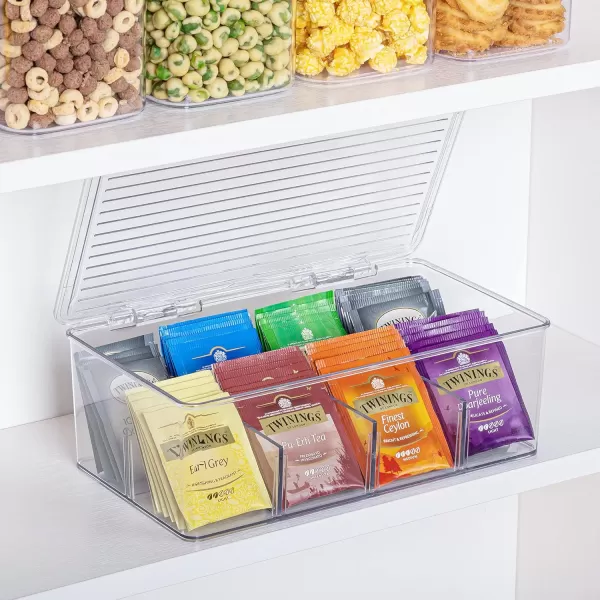 2 Pack Stackable Tea Bag Organizer Vtopmart Plastic Storage Box for Kitchen Pantry Cabinets and Countertops Holder Bags Coffee Sugar Packets Small Packets