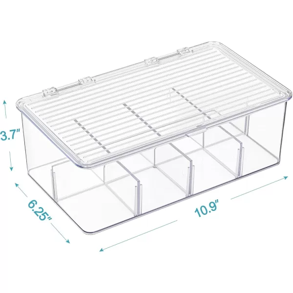 2 Pack Stackable Tea Bag Organizer Vtopmart Plastic Storage Box for Kitchen Pantry Cabinets and Countertops Holder Bags Coffee Sugar Packets Small Packets