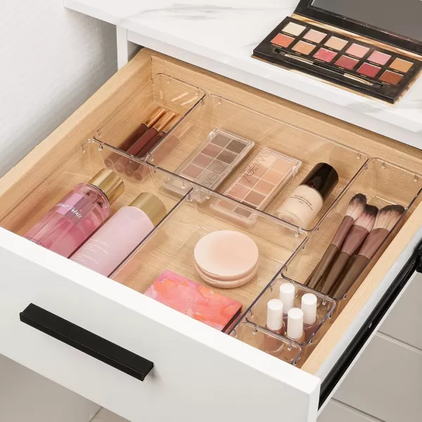 Vtopmart 10 Pcs Drawer Organizer Set 4 Size Vanity Organizer Plastic Tray Clear Acrylic Drawer Organizer Storage Bins Makeup organizer and storage for Bathroom Jewelry Cosmetics Gadgets