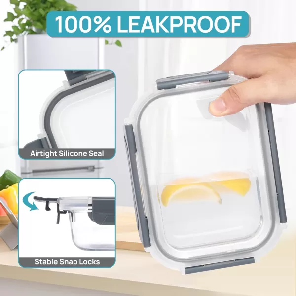 Vtopmart 10Pack 22oz Glass Food Storage Containers with Lids Meal Prep Containers Airtight Lunch Containers Bento Boxes with Snap Locking Lids for Microwave Oven Freezer and Dishwasher