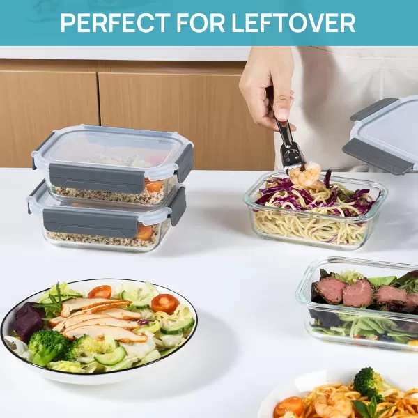 Vtopmart 10Pack 22oz Glass Food Storage Containers with Lids Meal Prep Containers Airtight Lunch Containers Bento Boxes with Snap Locking Lids for Microwave Oven Freezer and Dishwasher