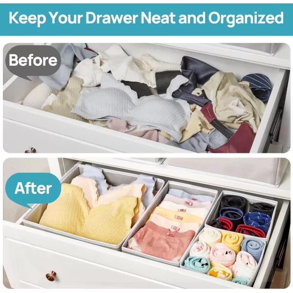 Vtopmart 12Pack Drawer Organizer for Clothes Underwear Drawer Organizer Bins Foldable Fabric Closet Storage Organizers Dresser Drawer Dividers for Baby Clothing Bra Socks Ties Scarf