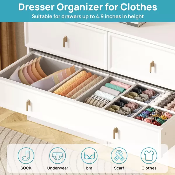 Vtopmart 12Pack Drawer Organizer for Clothes Underwear Drawer Organizer Bins Foldable Fabric Closet Storage Organizers Dresser Drawer Dividers for Baby Clothing Bra Socks Ties Scarf