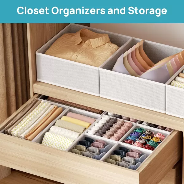 Vtopmart 12Pack Drawer Organizer for Clothes Underwear Drawer Organizer Bins Foldable Fabric Closet Storage Organizers Dresser Drawer Dividers for Baby Clothing Bra Socks Ties Scarf