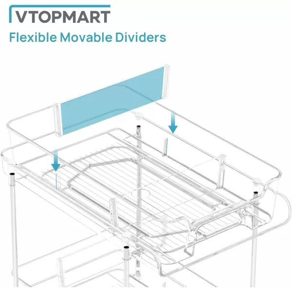 Vtopmart 4 Pack 2 Tier Bathroom Under Sink Organizers and Storage Clear Kitchen Pantry Organization Pull Out Medicine Cabinet Organizer with Movable Dividers