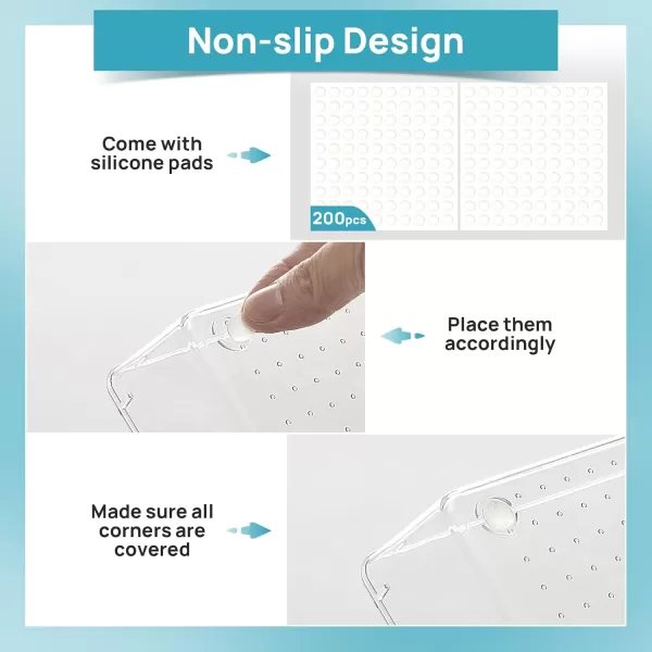 Vtopmart 44 PCS Clear Plastic Drawer Organizers Set 4Size Versatile Bathroom and Vanity Organizer Trays NonSlip Storage Containers for Makeup Jewelries BedroomKitchen Utensils and Office