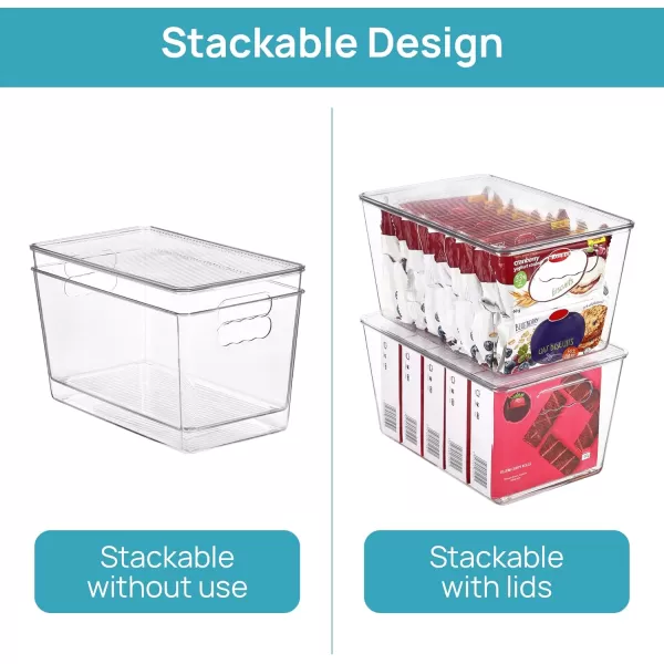 Vtopmart 6 Pack Clear Stackable Storage Bins with Lids Large Plastic Containers with Handle for Pantry Organizer and StoragePerfect for BathroomCabinetKitchenFridgeCloset Organization4