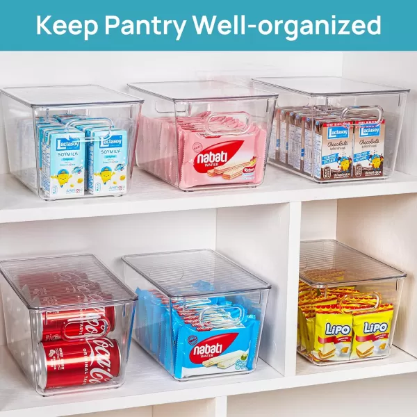 Vtopmart 6 Pack Clear Stackable Storage Bins with Lids Large Plastic Containers with Handle for Pantry Organizer and StoragePerfect for BathroomCabinetKitchenFridgeCloset Organization10
