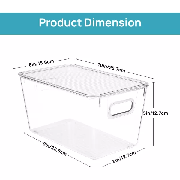 Vtopmart 6 Pack Clear Stackable Storage Bins with Lids Large Plastic Containers with Handle for Pantry Organizer and StoragePerfect for BathroomCabinetKitchenFridgeCloset Organization10