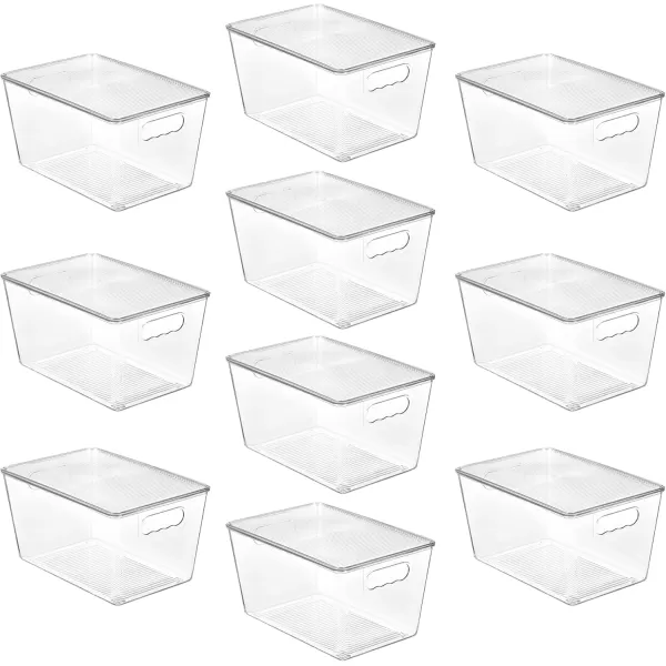 Vtopmart 6 Pack Clear Stackable Storage Bins with Lids Large Plastic Containers with Handle for Pantry Organizer and StoragePerfect for BathroomCabinetKitchenFridgeCloset Organization10