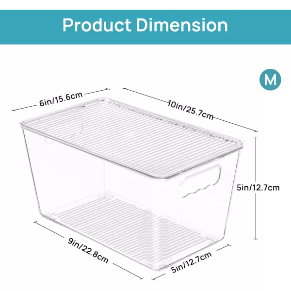 Vtopmart 6 Pack Clear Stackable Storage Bins with Lids Large Plastic Containers with Handle for Pantry Organizer and StoragePerfect for BathroomCabinetKitchenFridgeCloset Organization6