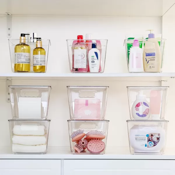 Vtopmart 6 Pack Clear Stackable Storage Bins with Lids Large Plastic Containers with Handle for Pantry Organizer and StoragePerfect for BathroomCabinetKitchenFridgeCloset Organization4